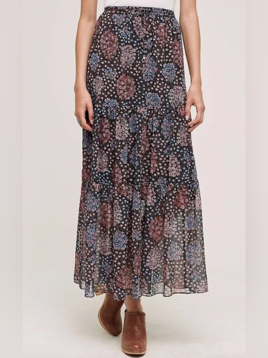 Anthropologie Dresses & Skirts - Maeve - Moon Lake Floral Tiered Maxi Skirt
